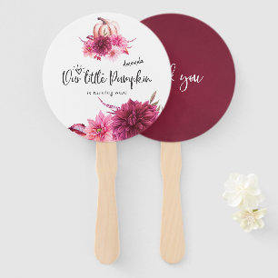 Burgundy and Blush Autumn Fall Pumpkin Birthday Hand Fan