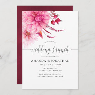 Burgundy and Blush Autumn Fall Wedding Brunch Invitation