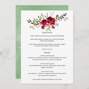 Burgundy and Blush Autumn Fall Wedding Menu