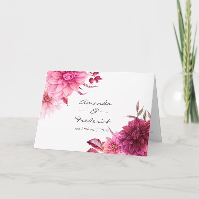 Burgundy and Blush Autumn Fall Wedding Programme (Front)