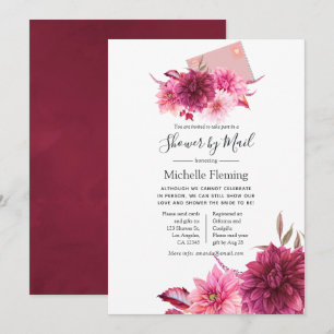 Burgundy and Blush Baby or Bridal Shower by Mail Invitation