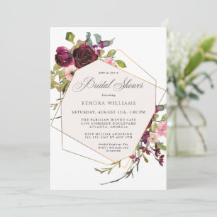 Burgundy and Blush Boho Floral Bridal Shower Invitation