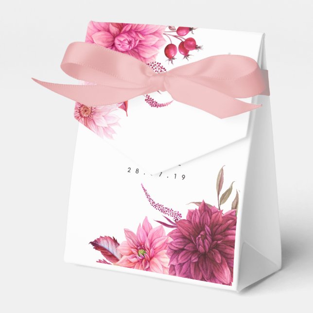 Burgundy and Blush Fall Wedding Guest Thank You Favour Box (Front Side)