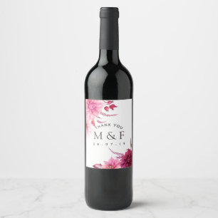 Burgundy and Blush Fall Wedding Guest Thank You Wine Label