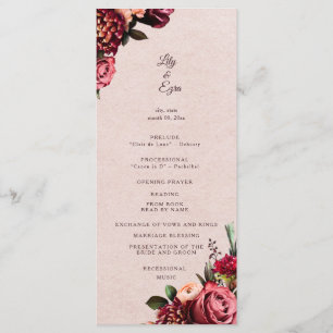 Burgundy and Blush Flat Program Programme