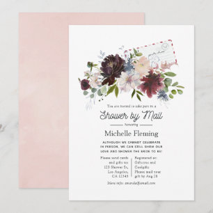Burgundy and Blush Floral Bridal Shower by Mail Invitation