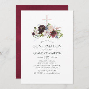 Burgundy and Blush Floral Confirmation Invitation