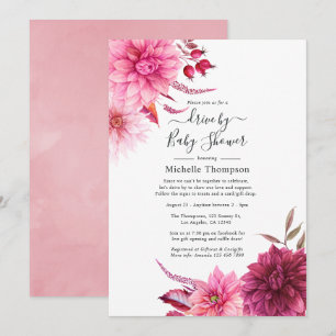 Burgundy and Blush Floral Drive By Shower Invitation