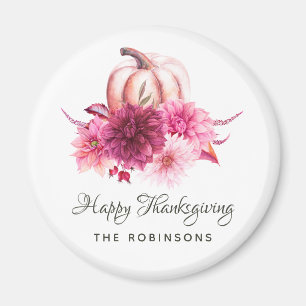 Burgundy and Blush Floral Thanksgiving Magnet