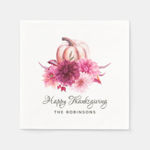 Burgundy and Blush Floral Thanksgiving Party Napkin