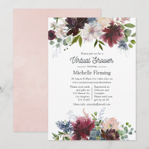 Burgundy and Blush Floral Virtual Baby Shower Invitation