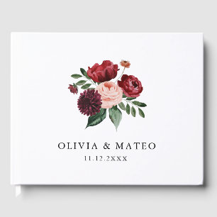 Burgundy and Blush floral Wedding Guest Book