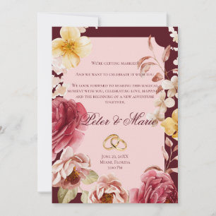 Burgundy and Blush Geometric Floral Wedding Invitation