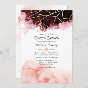 Burgundy and Blush Geometric Virtual Bridal Shower Invitation