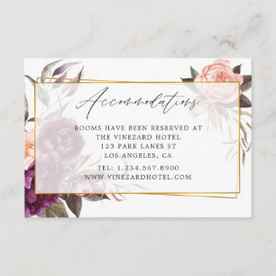 Burgundy and Blush Geometric Wedding Accommodation Enclosure Card