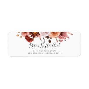Burgundy and Blush Intricate Floral Return Address