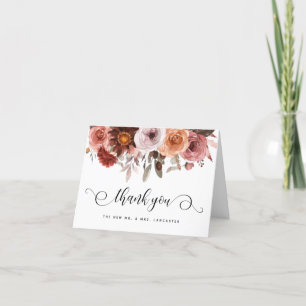 Burgundy and Blush Intricate Floral Thank You Card