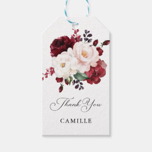 Burgundy and Blush Pink Floral Favour Gift Tags
