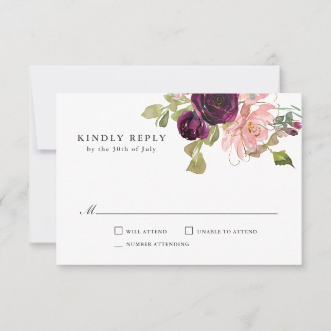 Burgundy and Blush Pink Wedding RSVP (Front)