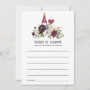 Burgundy and Blush Pink Wine Tasting Bridal Shower Advice Card