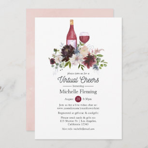 Burgundy and Blush Pink Wine Virtual Bridal Shower Invitation