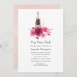 Burgundy and Blush Pop Fizz Clink Bridal Shower Invitation