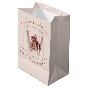 Burgundy and Blush Roses Thank You  Medium Gift Bag