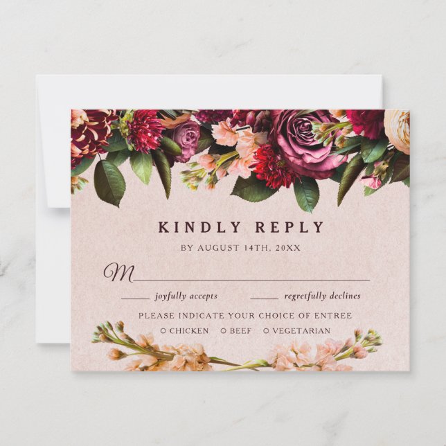 Burgundy and Blush RSVP card (Front)