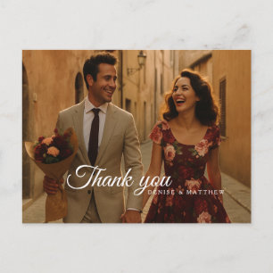 Burgundy and Blush Thank You Postcard