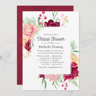 Burgundy and Blush Virtual Shower Invitation