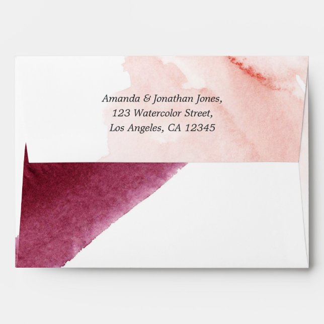 Burgundy and Blush Watercolor Envelope (Back (Top Flap))