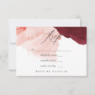 Burgundy and Blush Watercolor Wedding RSVP Card