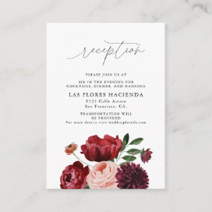 Burgundy and Blush Wedding Reception Enclosure Card