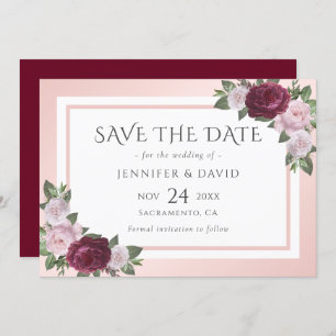 Burgundy and Blush Wedding Save The Date