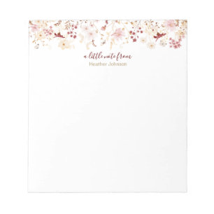Burgundy and Blush Wildflower Custom Notepad