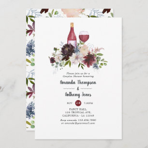 Burgundy and Blush Wine Tasting Couples Shower Invitation