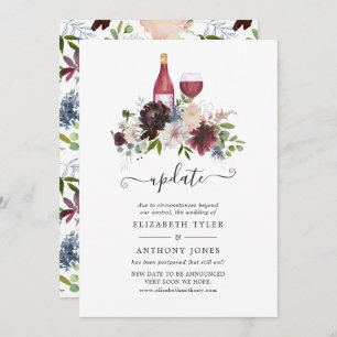 Burgundy and Blush Wine Tasting Wedding Update Invitation