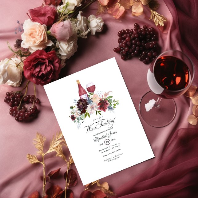 Burgundy and Blush Wine themed Bridal Shower Invitation (Creator Uploaded)