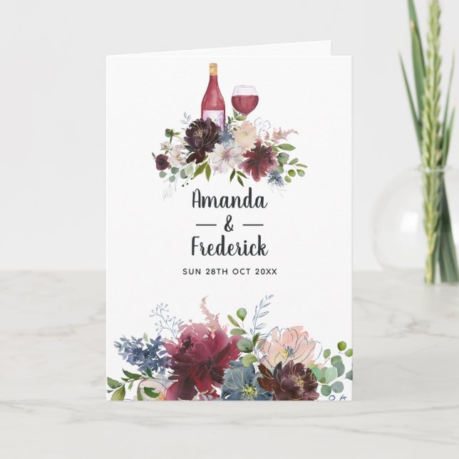 Burgundy and Blush Wine Themed Floral Programme (Front)