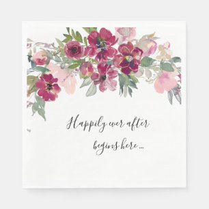 Burgundy and blush with quote wedding napkin