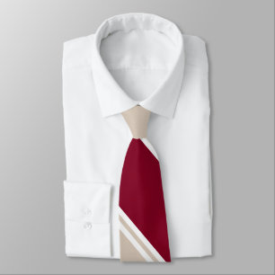 Burgundy and Champagne-Coloured Diagonally-Striped Tie