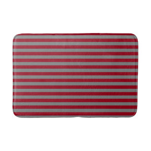 Burgundy and Charcoal Grey Stripes Bath Mat