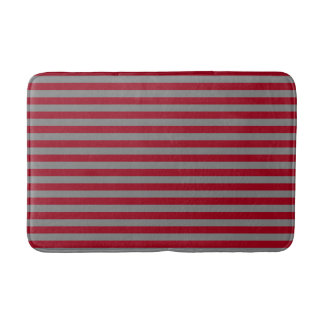 Burgundy and Charcoal Grey Stripes Bath Mat