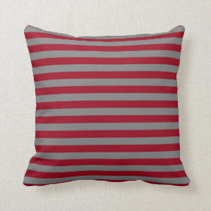 Burgundy and Charcoal Grey Stripes Cushion