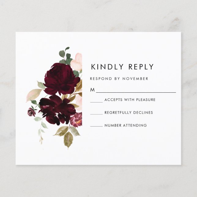 Burgundy and Cream RSVP Card (Front)