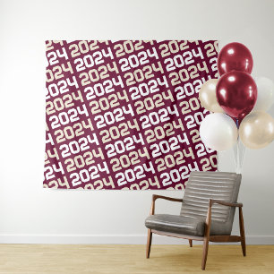 Burgundy and Cream Tan Graduation Backdrop Tapestry