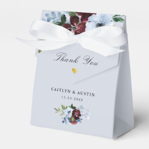 burgundy and dusty blue floral wedding favour box
