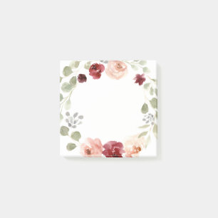 Burgundy And Eucalyptus Floral Wreath Post-it Notes