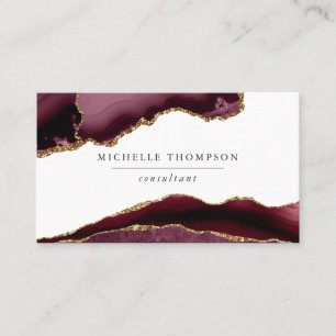 Burgundy and Gold Agate Business Card