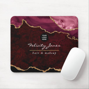 Burgundy and Gold Agate Precious Stone Business Mouse Mat
